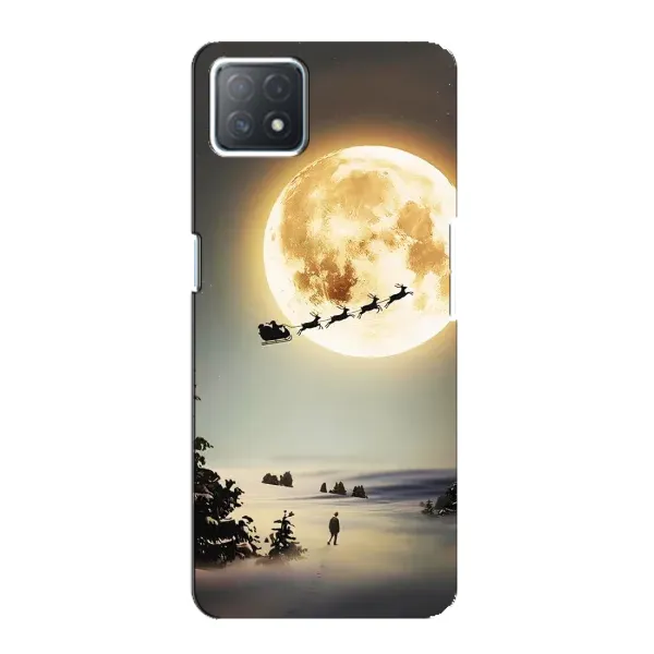Чехол с принтом «Санта на луне» для OPPO A73 (5G)