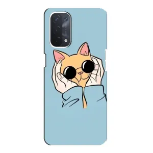 Чехол на Оппо А74 (5G) с Котами (VPrint) (Котик в очках)