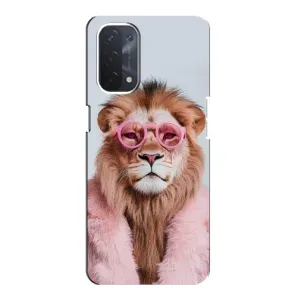 Чохол з принтом стильні тварини для OPPO a74 (5G) (Лев в окулярах)