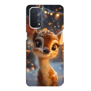 Яскравий чохол для Oppo a74 (5G) з Зимові Оленята (Оленятко серед гірлянд)