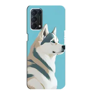 Чехол с Хаски для OPPO A74 - (AlphaPrint) (Хаски арт)