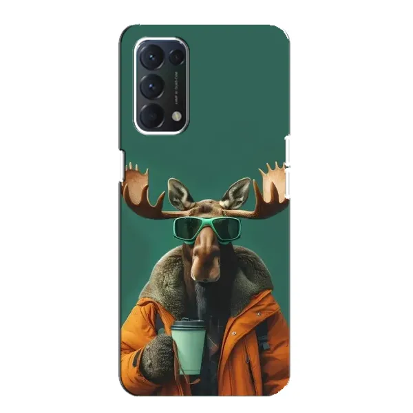 Чехол с принтом «Лось с кофе» для OPPO A74