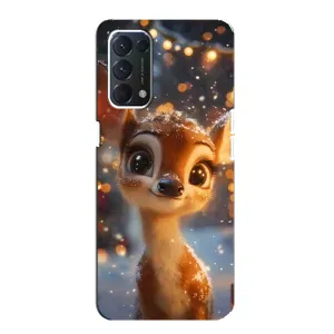 Яскравий чохол для OPPO A74 з Зимові Оленята (Оленятко серед гірлянд)