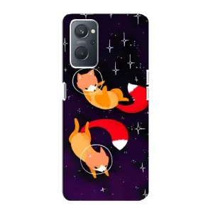 Чехлы с картинкой Лисички для Oppo A76 (VPrint) (Лисички космонавты)