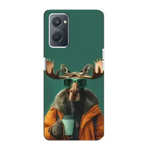 Чохол з принтом стильні тварини для OPPO А76 (Лось з кавою)
