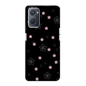 Чохол з розовим принтом для Oppo A76 (Рожеві квіти на чорному)