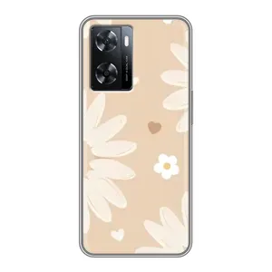 Чохол з квітковим принтом на OPPO A77 (Бежеві квіти)