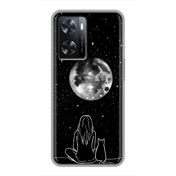 Чехол с принтом «Девушка с котом» для OPPO A77