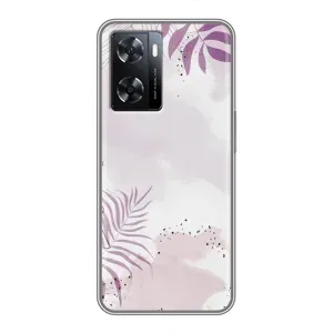 Чохол з квітковим принтом на OPPO A77 (Фіолетове листя)