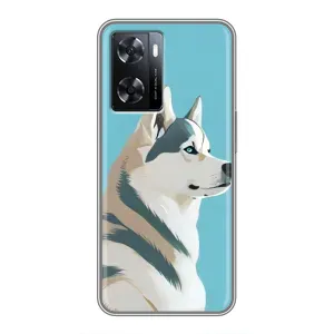 Чехол с Хаски для Oppo A77 - (AlphaPrint) (Хаски арт)
