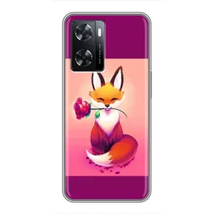 Чехлы с картинкой Лисички для Oppo A77 (VPrint) (Лисичка с розочкой)