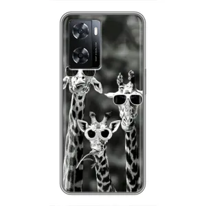 Силіконовий чохол з КАРТИНКАМИ літо для Oppo A77 (AlphaPrint) (Жирафи в окулярах)