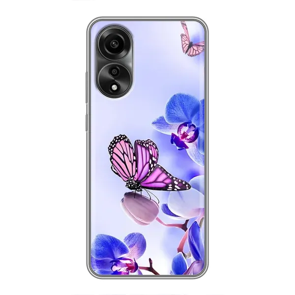 Чехол с принтом «Бабочка на цветочке» для OPPO A78 (4G)