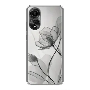 Чохол з квітковим принтом на OPPO А78 (4G) (Чорні квіти)