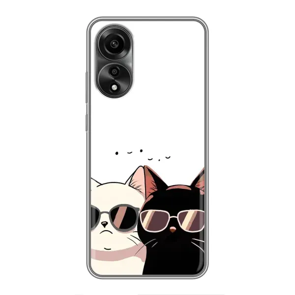 Чехол с принтом «Коты в очках» для OPPO A78 (4G)