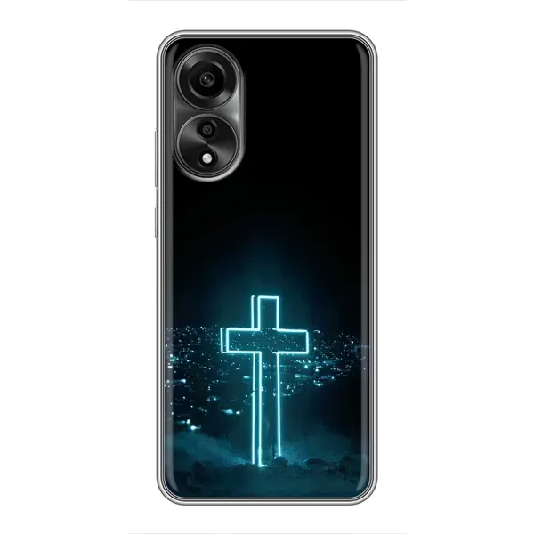 Чехол с принтом «Крест и город» для OPPO A78 (4G)