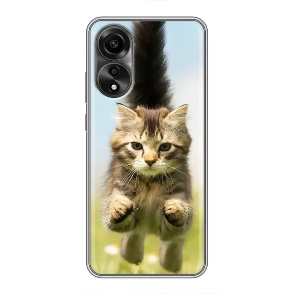 Чехол с принтом «Прыжок кота» для OPPO A78 (4G)