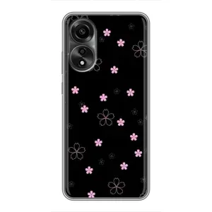 Чохол з розовим принтом для OPPO A78 (4G) (Рожеві квіти на чорному)