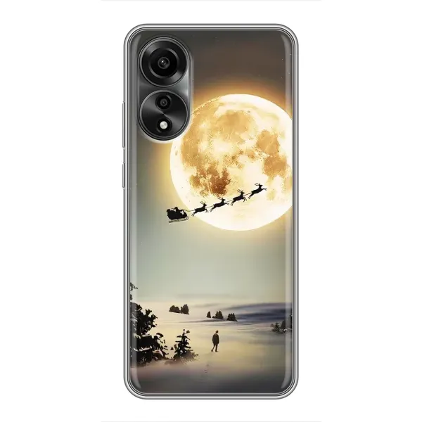 Чехол с принтом «Санта на луне» для OPPO A78 (4G)
