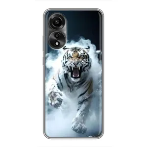 Чохол з картинкою 'Хижаки' для OPPO A78 (4G) (Білий тигр у диму)