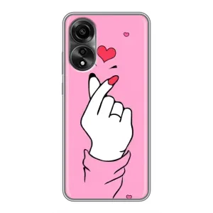 Чехол с принтом для OPPO A78 (4G) (AlphaPrint - Знак сердечка)