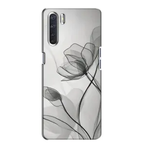 Чохол з квітковим принтом на OPPO А91 (Чорні квіти)