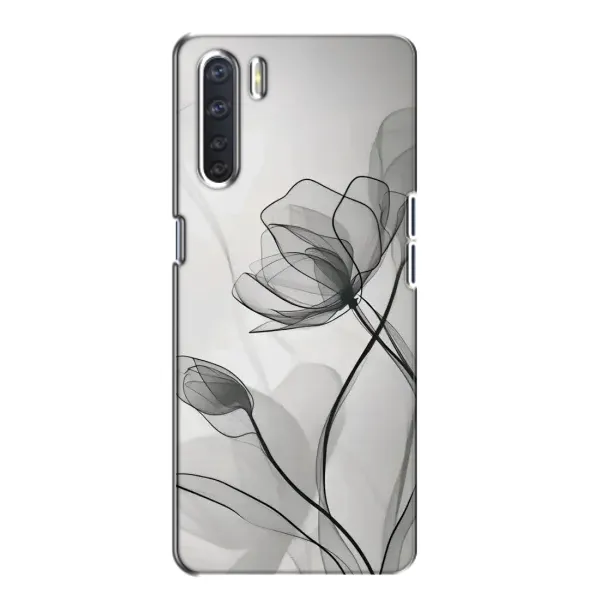 Чохол з принтом «Чорні квіти» для OPPO A91