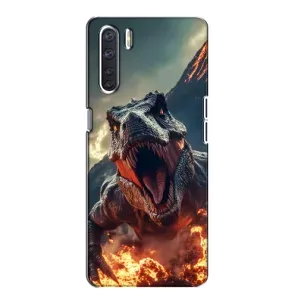 Чехол с картинкой «Хищники» для Oppo A91 (Огненный динозавр)