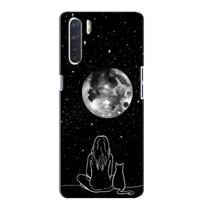 Чехол с рисунком кот на Oppo A91 (Девушка с котом)