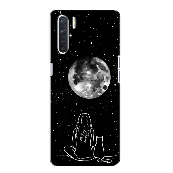 Чехол с принтом «Девушка с котом» для OPPO A91