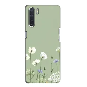 Чохол з квітковим принтом на OPPO А91 (Квіти на зеленому)