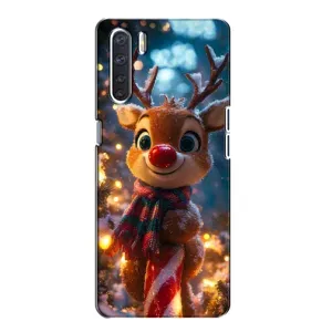 Яскравий чохол для OPPO A91 з Зимові Оленята (Олень з шарфом)