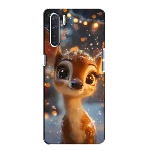 Яскравий чохол для OPPO A91 з Зимові Оленята (Оленятко серед гірлянд)