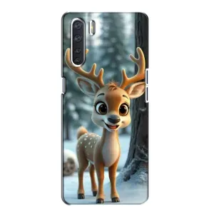 Яскравий чохол для OPPO A91 з Зимові Оленята (Оленятко в лісі)