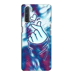 Чохол з принтом для Oppo A91 (AlphaPrint - Знак сердечка) (Радужне серце)