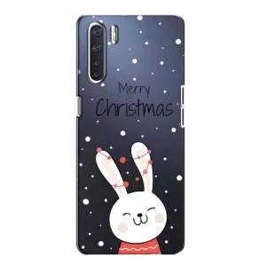 Зимні Чохли для OPPO А91 - прозорий фон (Різдвяний заєць)