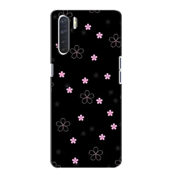 Чехол с принтом «Розовые цветы на черном» для OPPO A91