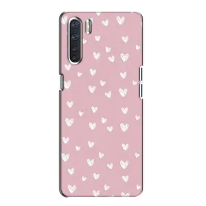 Чехол с розовым рисунком для Oppo A91 (Сердечки на розовом)