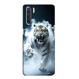 Чехол с картинкой «Хищники» для Oppo A91 (Белый тигр в дыму)
