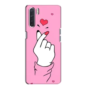 Чехол с принтом для Oppo A91 (AlphaPrint - Знак сердечка)