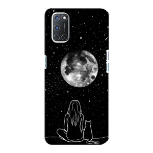 Чехол с рисунком кот на Oppo A92 (Девушка с котом)