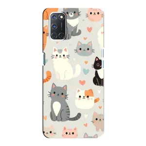 Чехол с рисунком кот на Oppo A92 (Коллаж котов)
