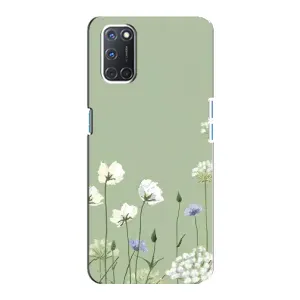 Чехол с цветочным принтом на Оппо А92 (Цветы на зеленом)