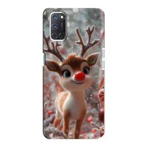 Яркий чехол для Oppo A92 с Зимними Оленятами
