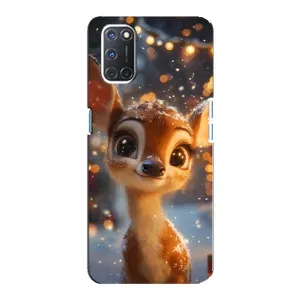 Яскравий чохол для OPPO A92 з Зимові Оленята (Оленятко серед гірлянд)