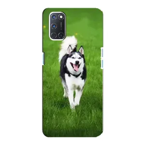 Чехол с Хаски для Oppo A92 - (AlphaPrint) (Радостный Хаски)