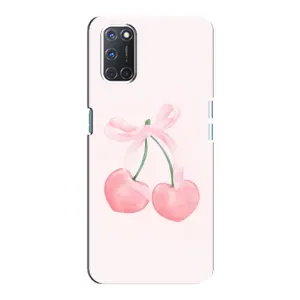 Чехол с розовым рисунком для Oppo A92 (Розовые вишни)