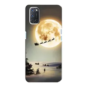 Новогодние, Праздничные Чехлы для Oppo A92 - 2024 год (Санта на луне)