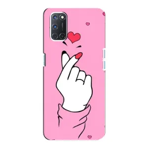 Чехол с принтом для Oppo A92 (AlphaPrint - Знак сердечка)