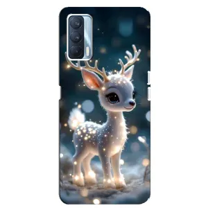 Яркий чехол для OPPO A92s с Зимними Оленятами (Блестящий олененок)